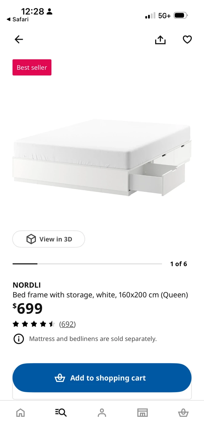 Ikea Nordli Queen bed frame +6Drawers +Free delivery - photo 3
