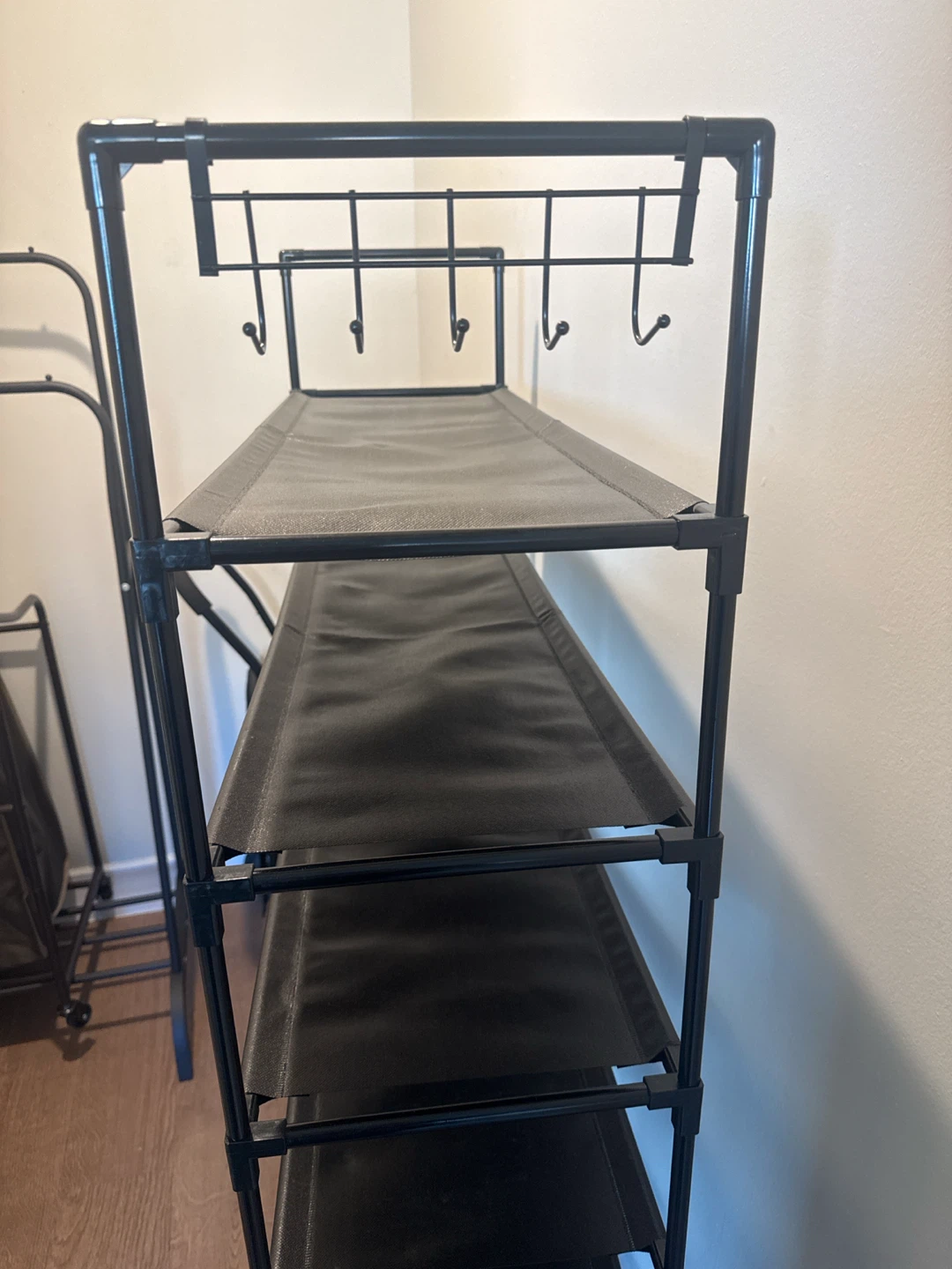 8-Tier Black Shoe Rack with Hooks - photo 2