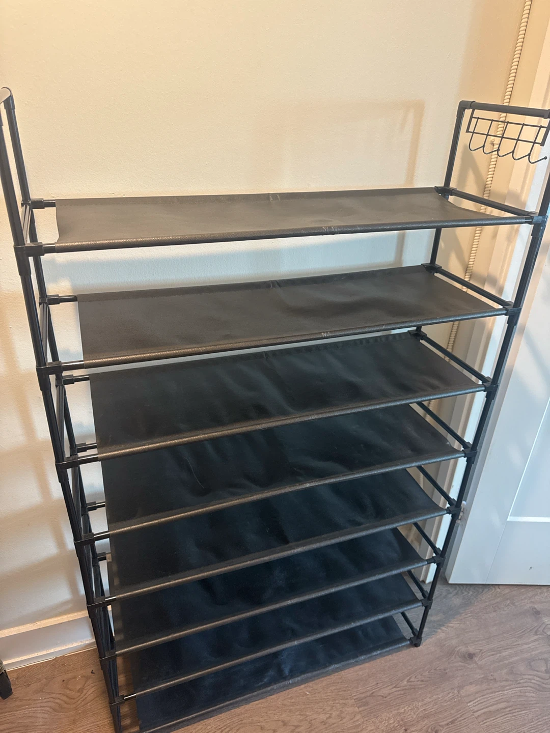 8-Tier Black Shoe Rack with Hooks - photo 3