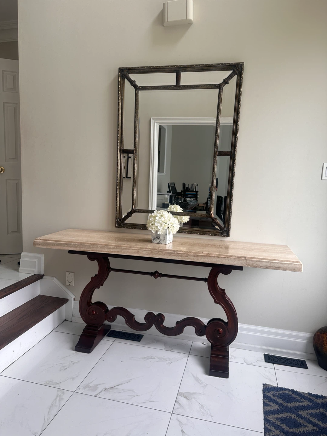 Travertine Console Table