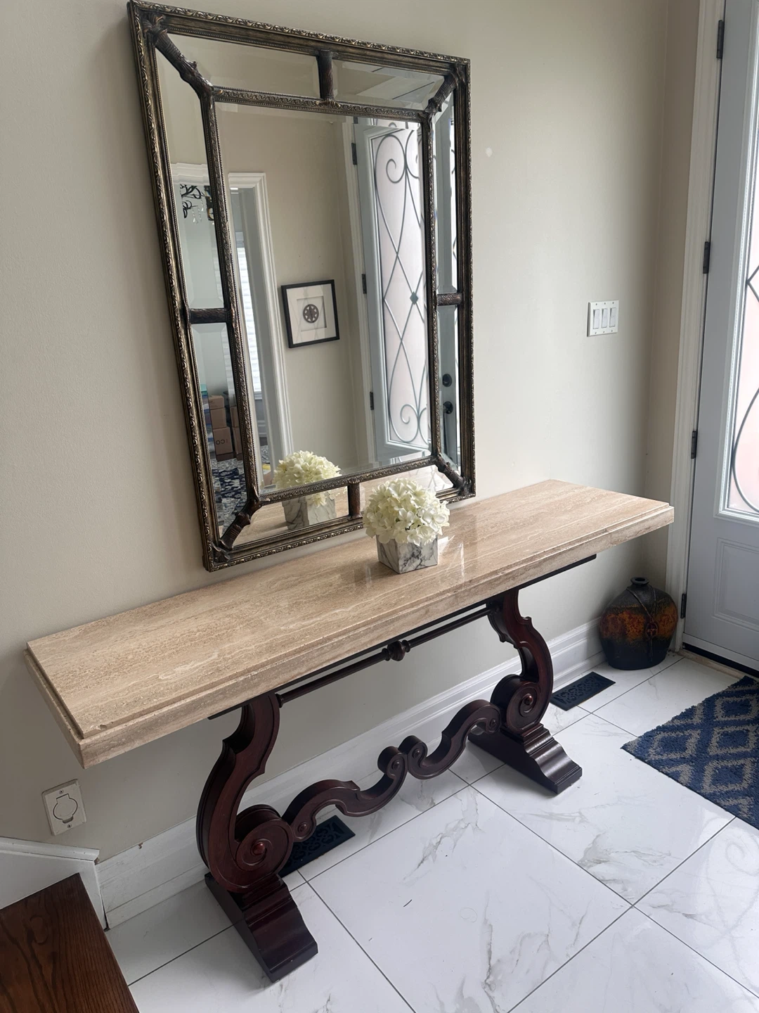 Travertine Console Table - photo 2