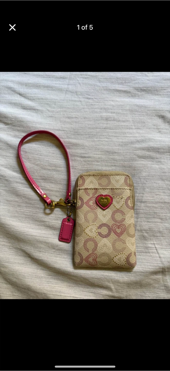 Coach Wristlet with Heart Pattern