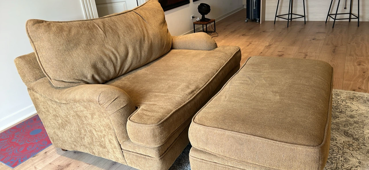 Schnadig Chair and a half with ottoman
