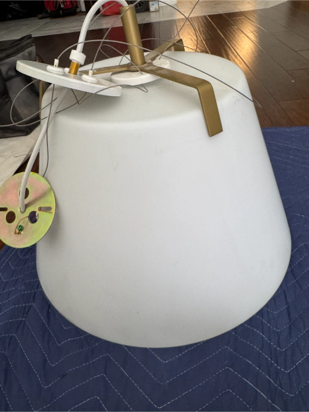 Pendant Light Fixture with brass details and glass shade - photo 2