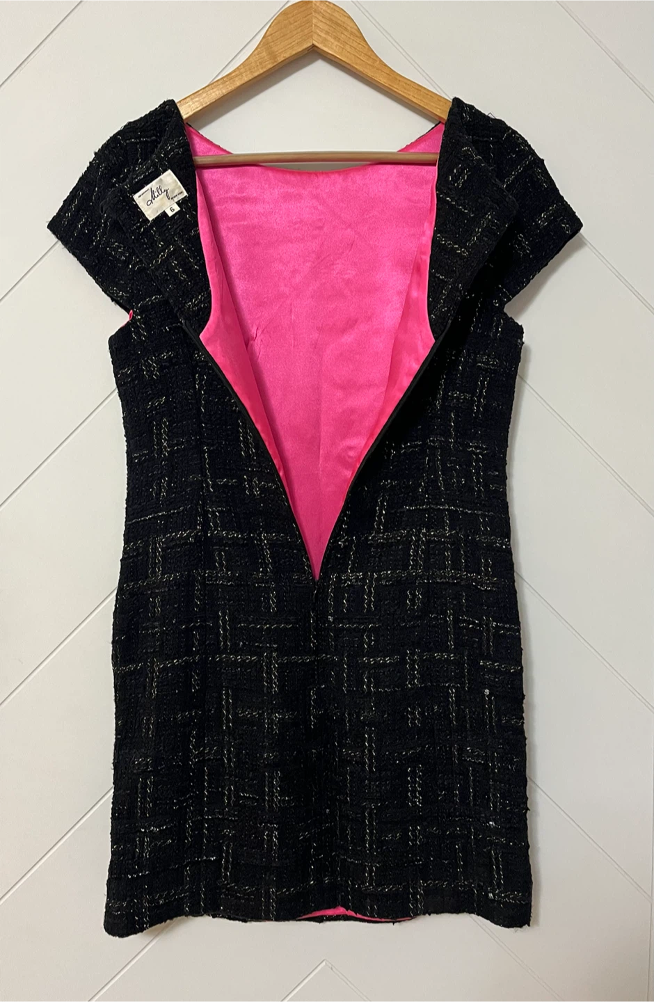Milly Black & Gold Tweed Mini Dress Size 6 - photo 2