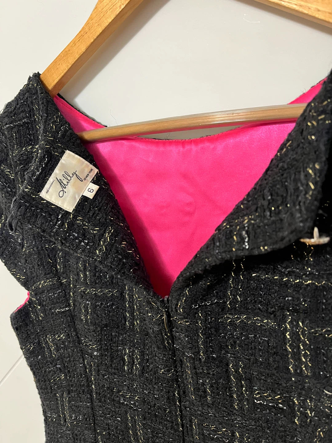 Milly Black & Gold Tweed Mini Dress Size 6 - photo 5