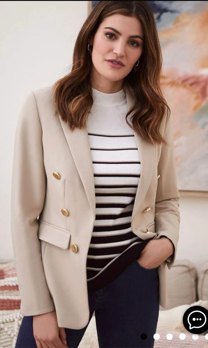 Laura Beige Double-Breasted Blazer