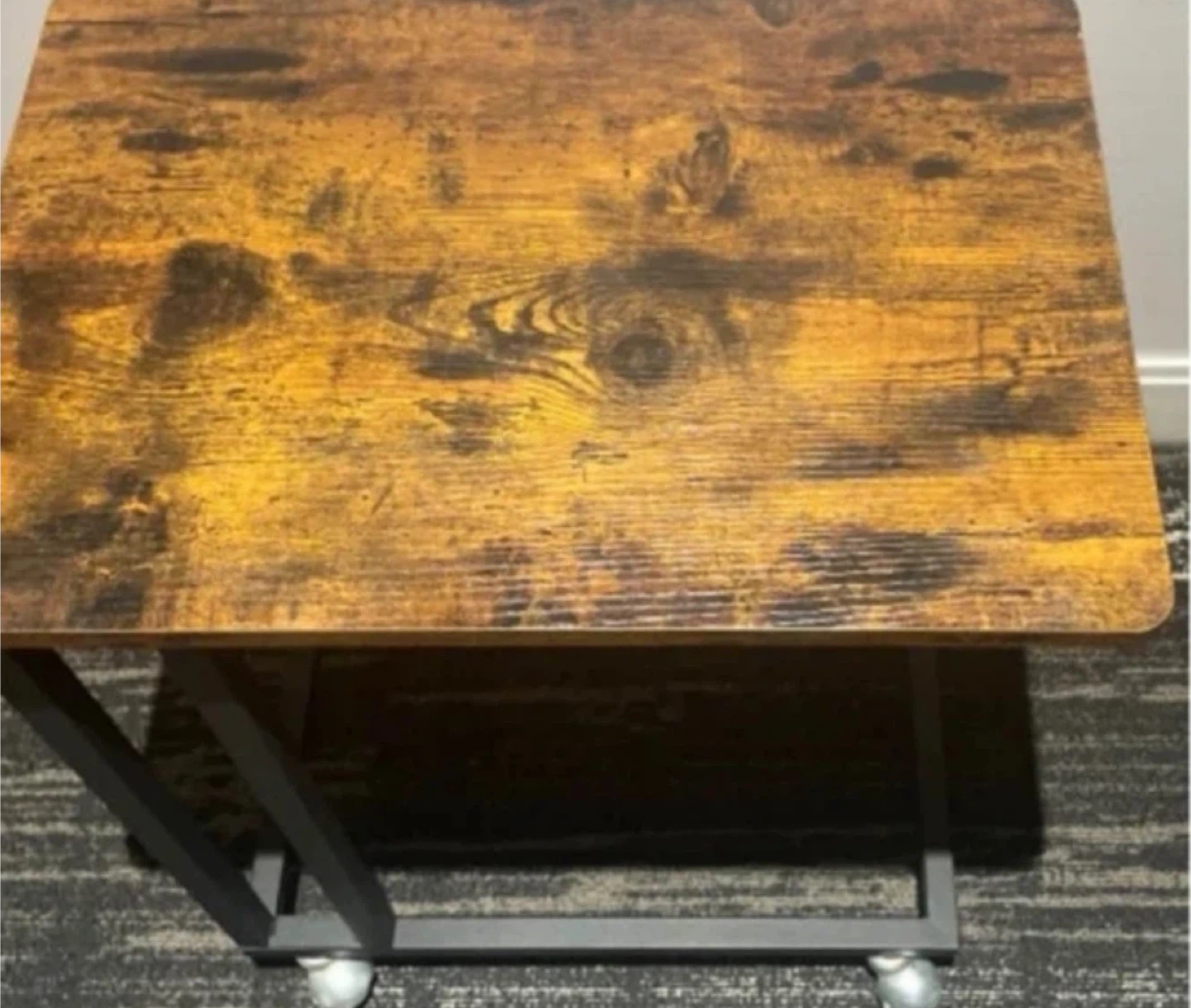 C-Shaped Side Table with Vintage Wood Top - photo 3