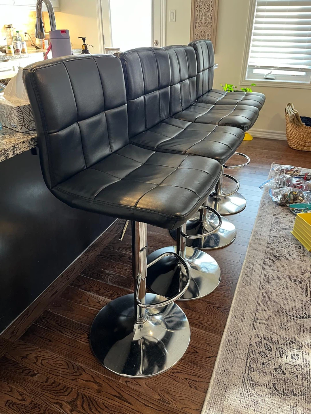 Set of 4 Black Bar Stools