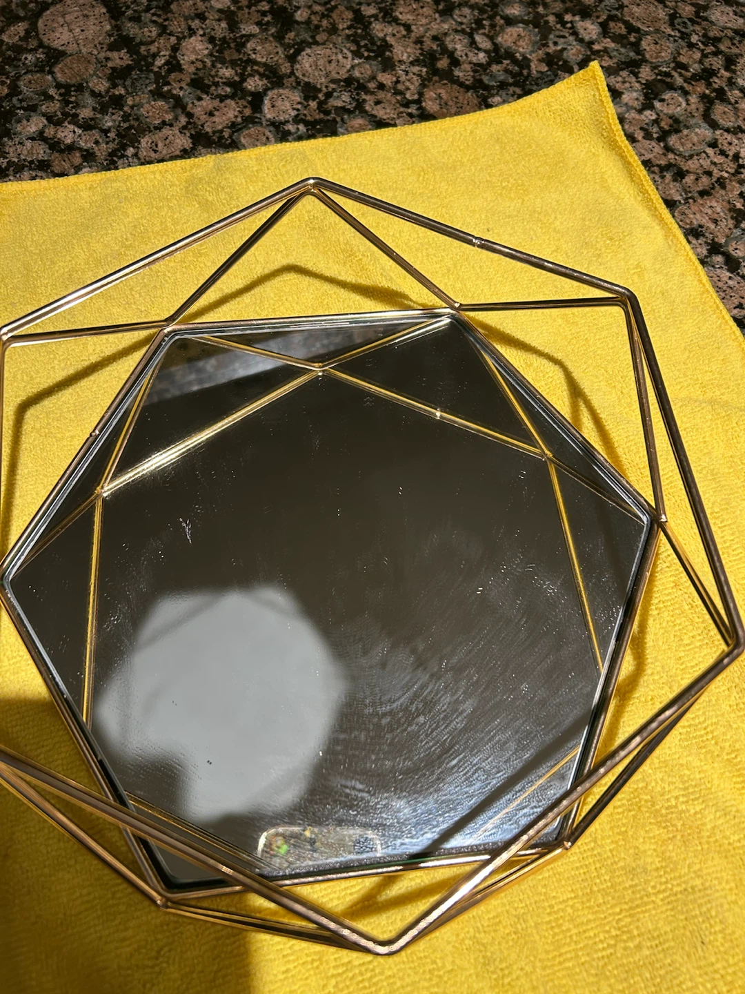 Geometric Gold Wire Hexagon Tray with Black Base - photo 2