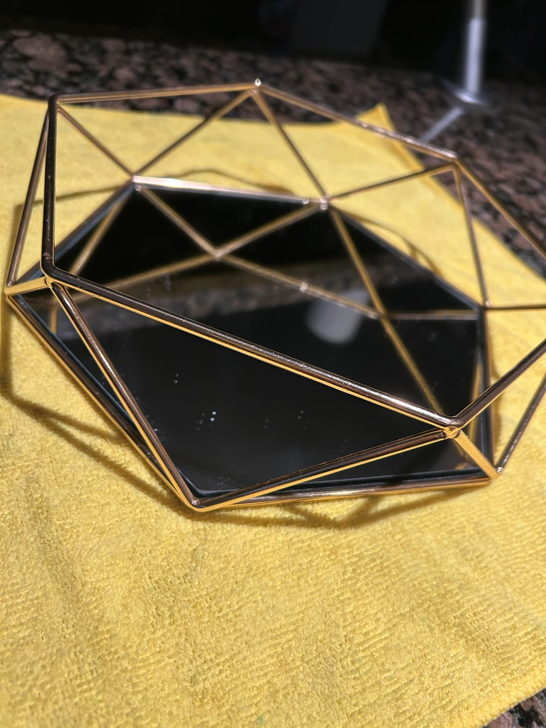 Geometric Gold Wire Hexagon Tray with Black Base - photo 3