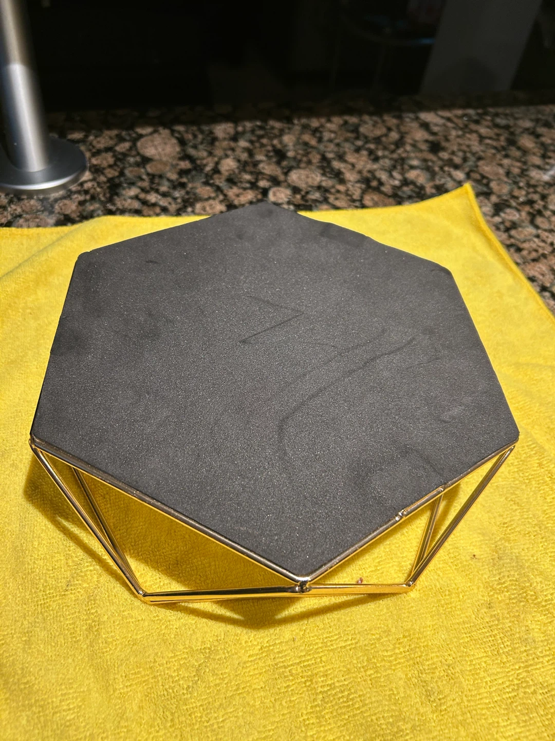 Geometric Gold Wire Hexagon Tray with Black Base - photo 4