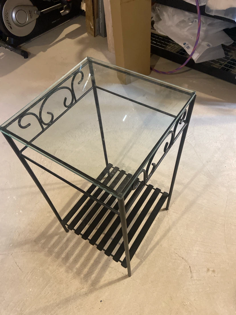 Glass and Metal Side Table with Shelf - photo 2