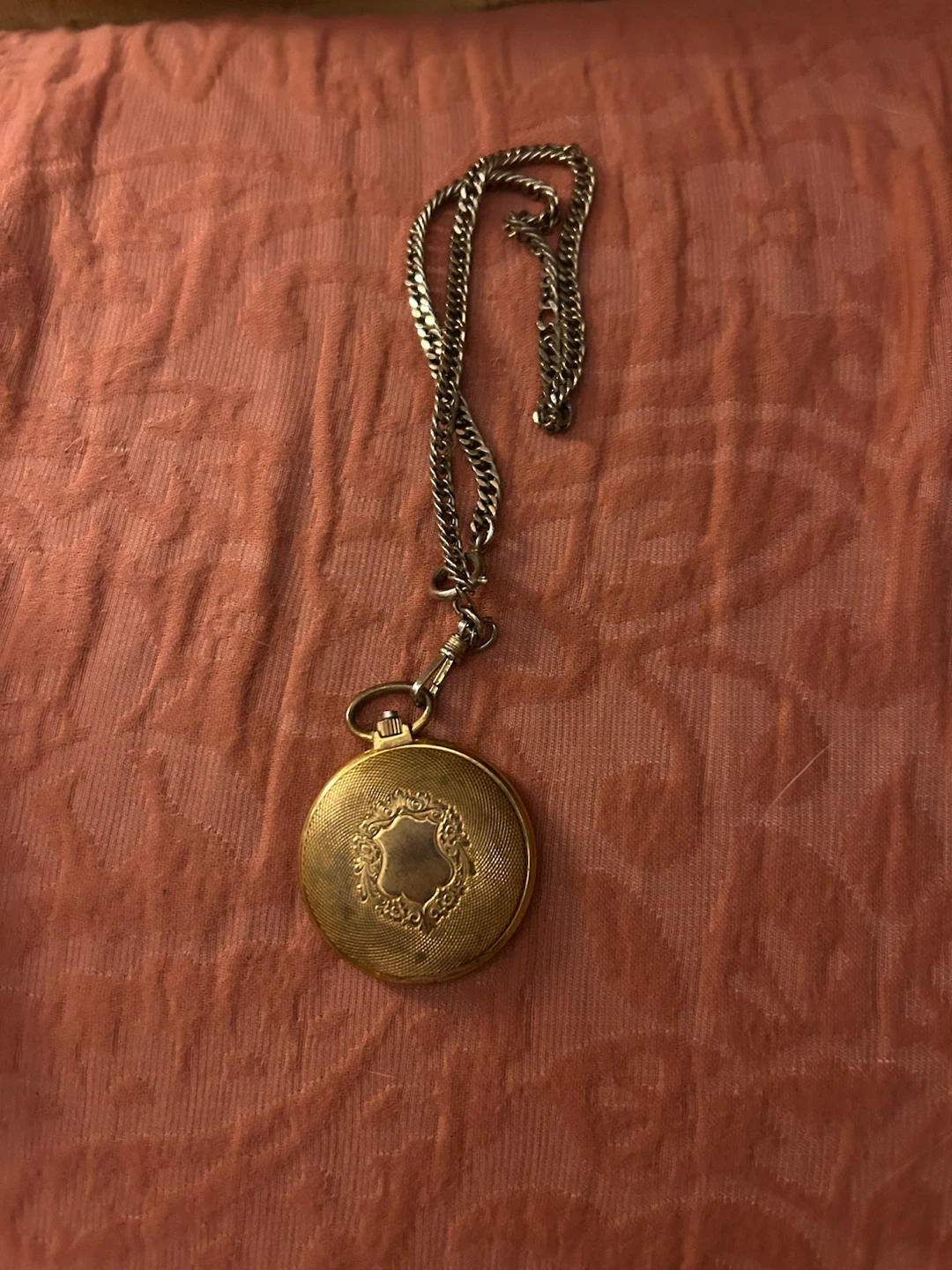 Vintage Chateau Quartz Pocket Watch with Chain