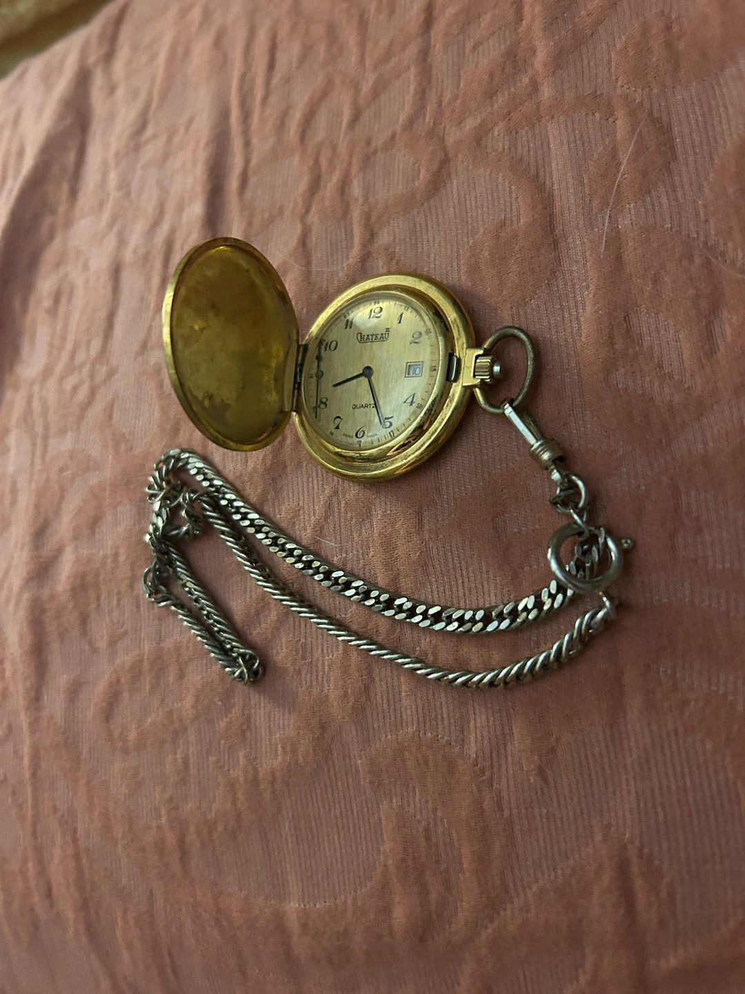 Vintage Chateau Quartz Pocket Watch with Chain - photo 2