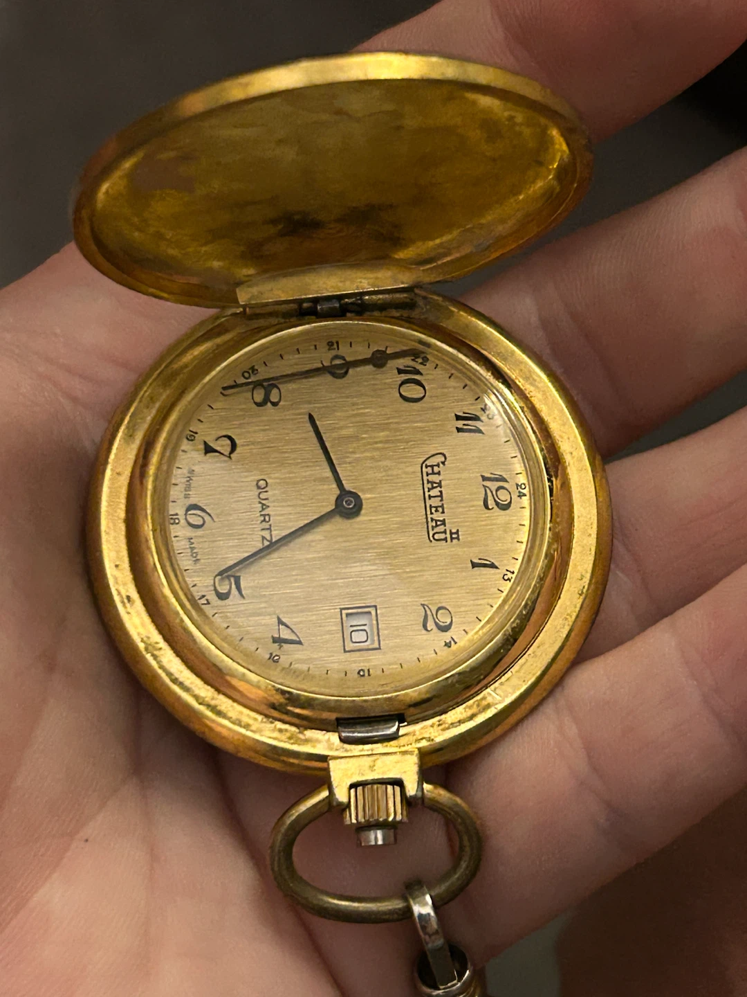 Vintage Chateau Quartz Pocket Watch with Chain - photo 3