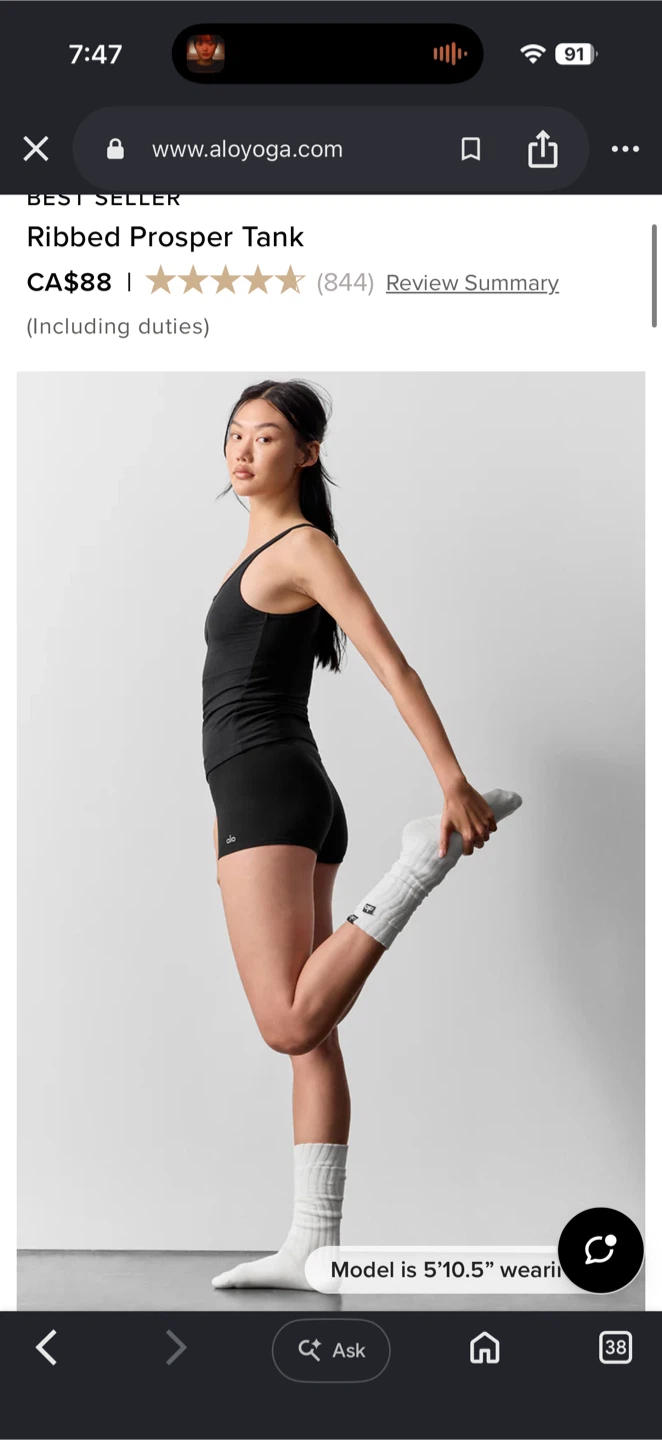 Alo Yoga Ribbed Prosper Tank Top - Black