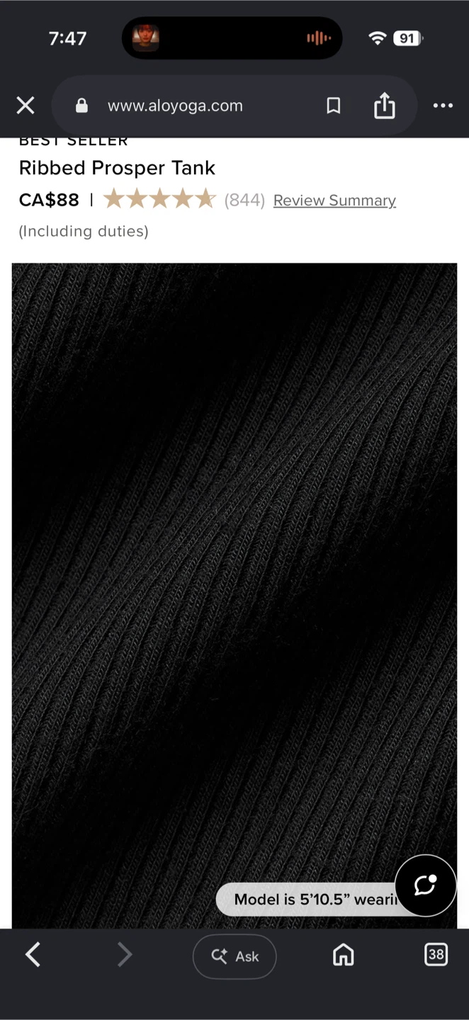 Alo Yoga Ribbed Prosper Tank Top - Black - photo 2