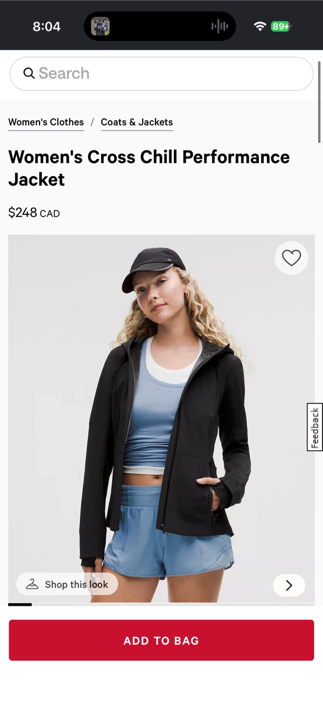 Lululemon Women's Cross Chill Performance Jacket