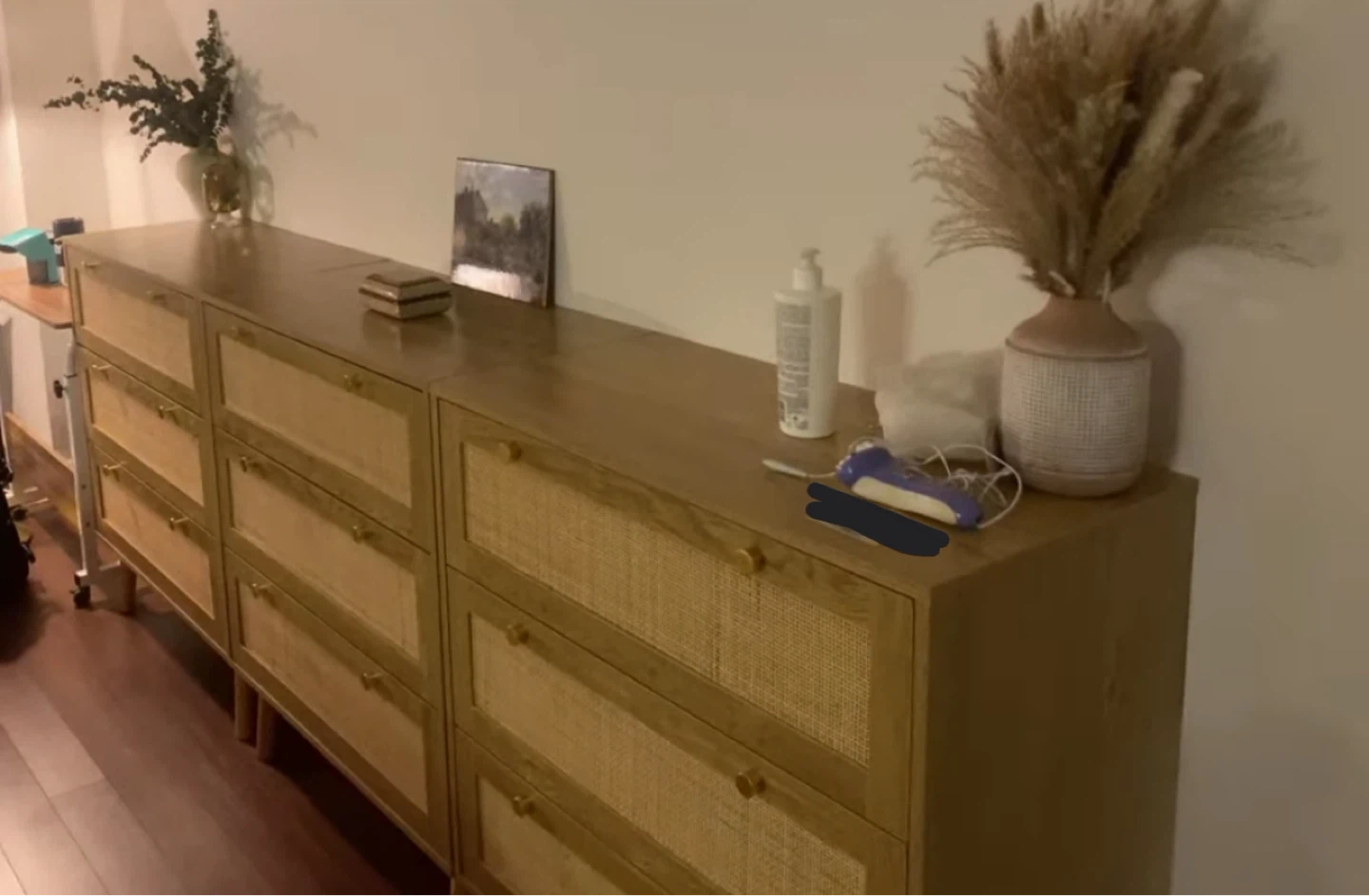 3-Drawer Wood Dresser with Cane Fronts - photo 2
