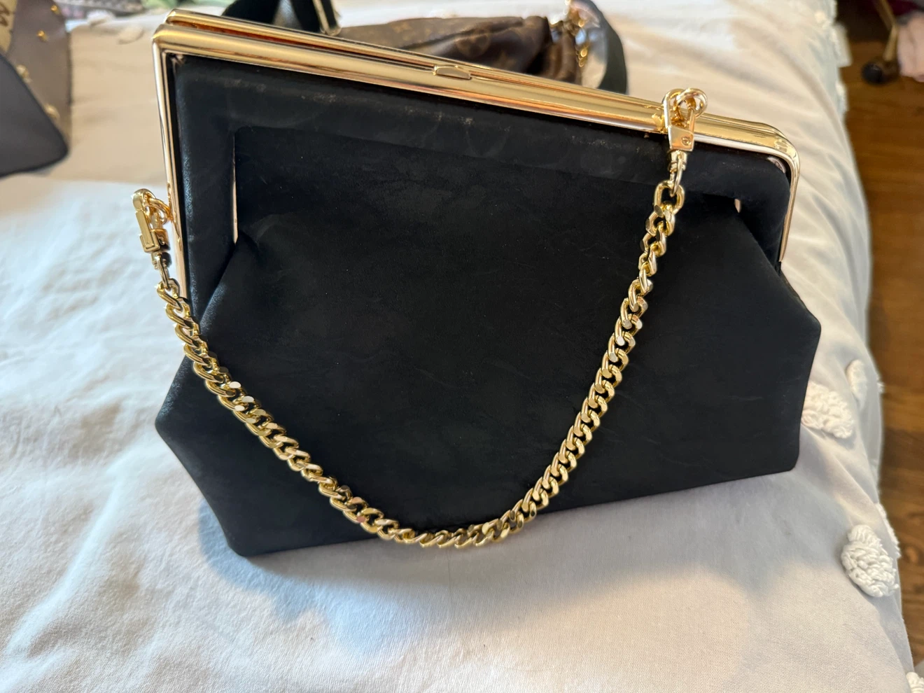 Black Clutch with Gold Chain - photo 2