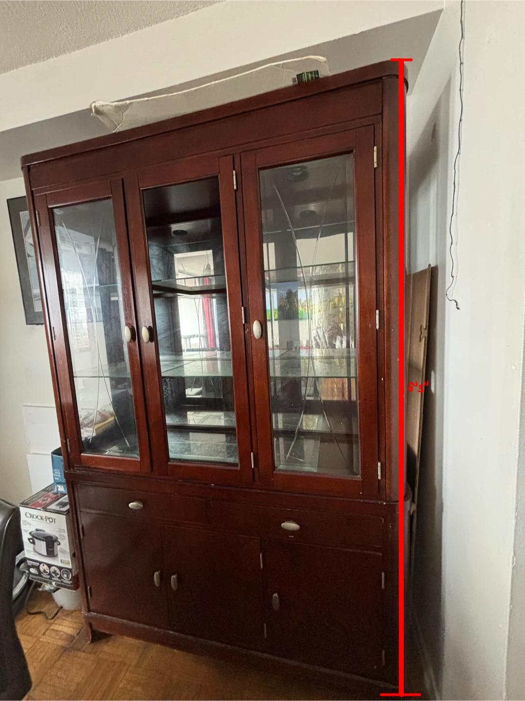 Solid Real Wood China Cabinet / Display Hutch 2Piece