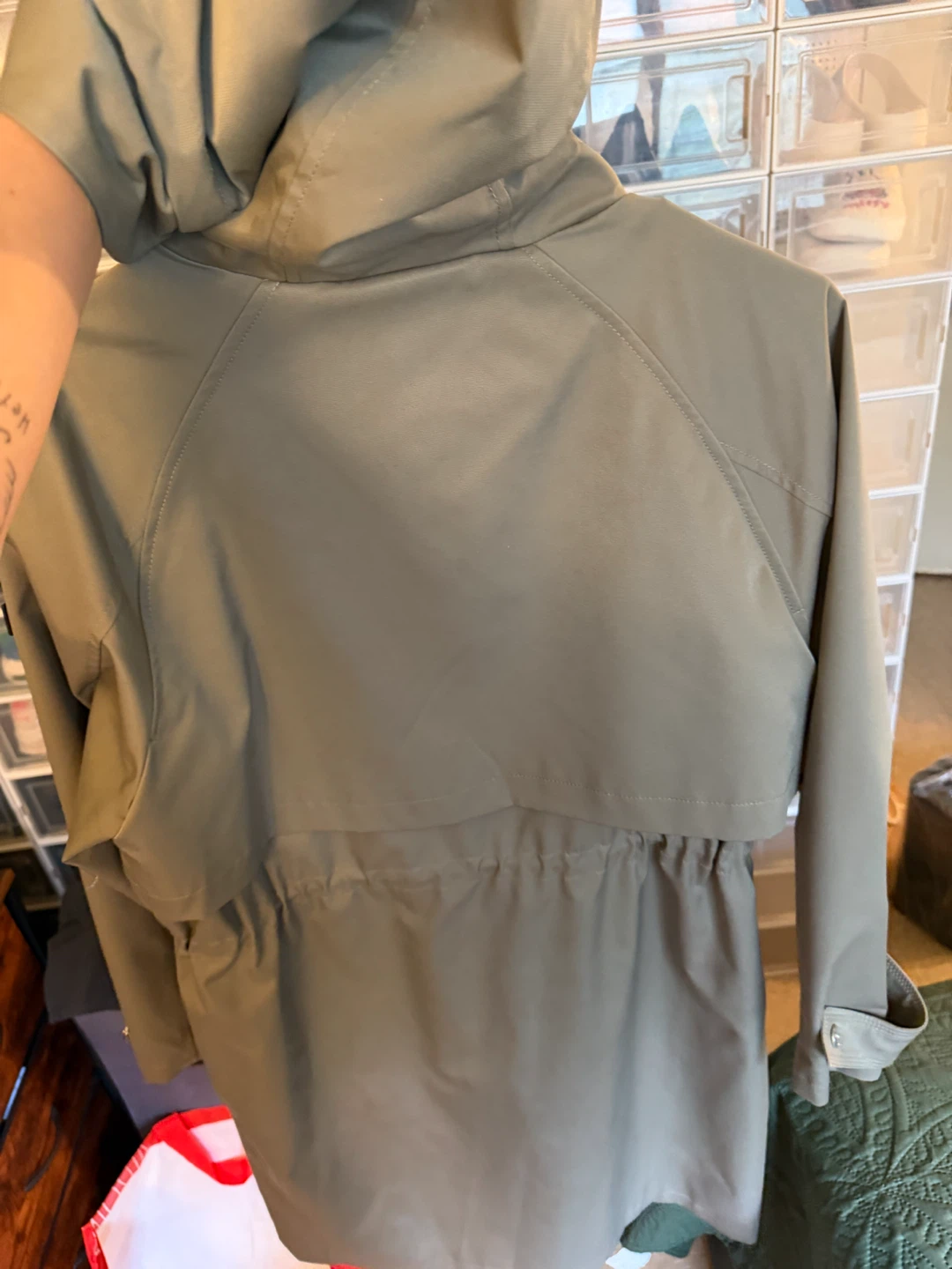 DKNY Khaki Hooded Trench Coat - photo 5