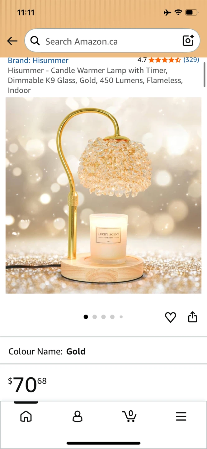 Hisummer Candle Warmer Lamp with Timer, Gold