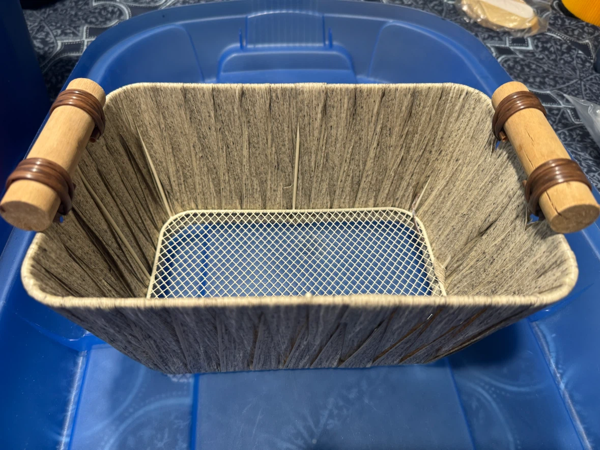 Woven Storage Basket with Wooden Handles