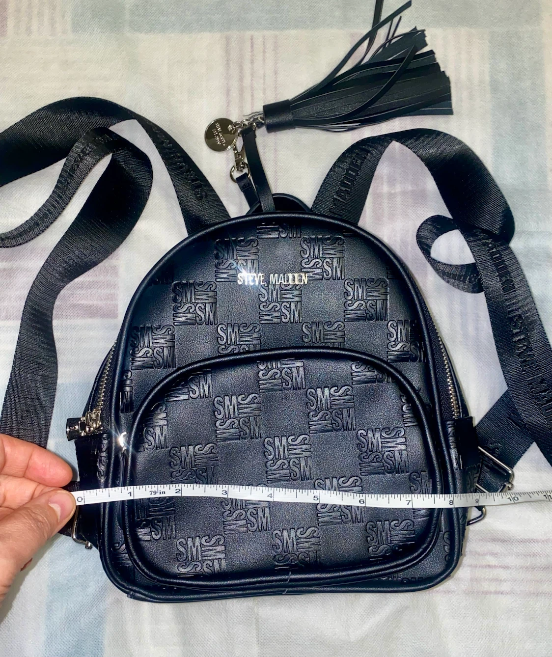 Steve Madden Black Embossed Logo Backpack - photo 2