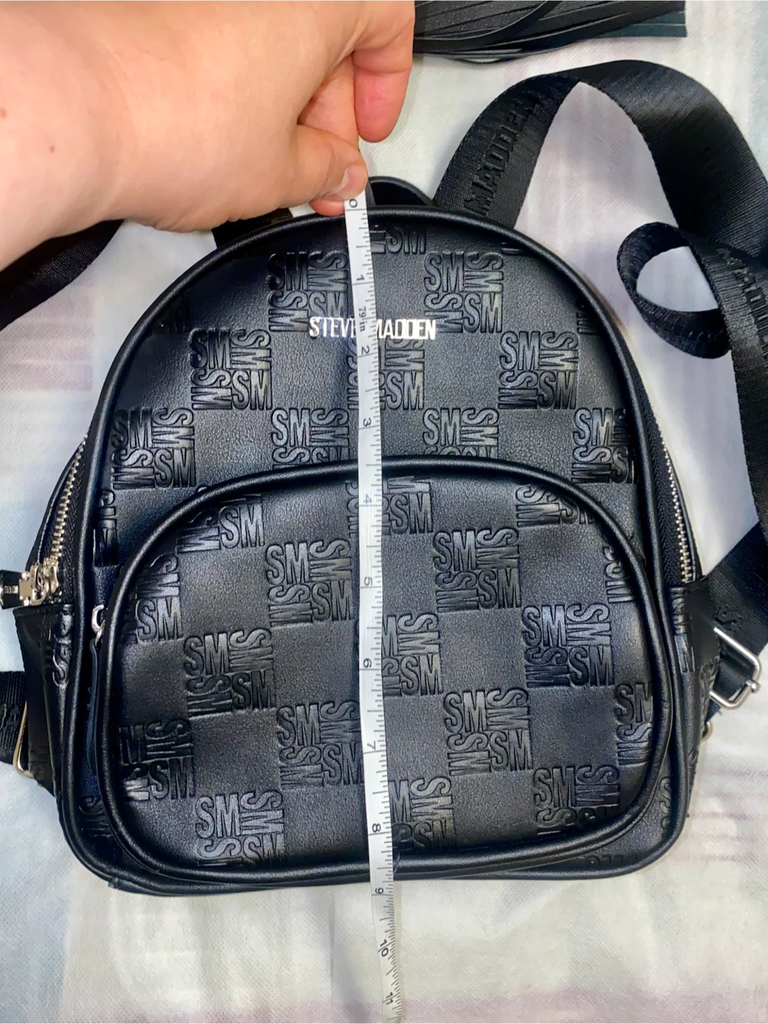 Steve Madden Black Embossed Logo Backpack - photo 3