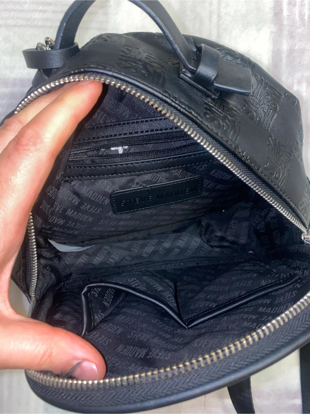 Steve Madden Black Embossed Logo Backpack - photo 5