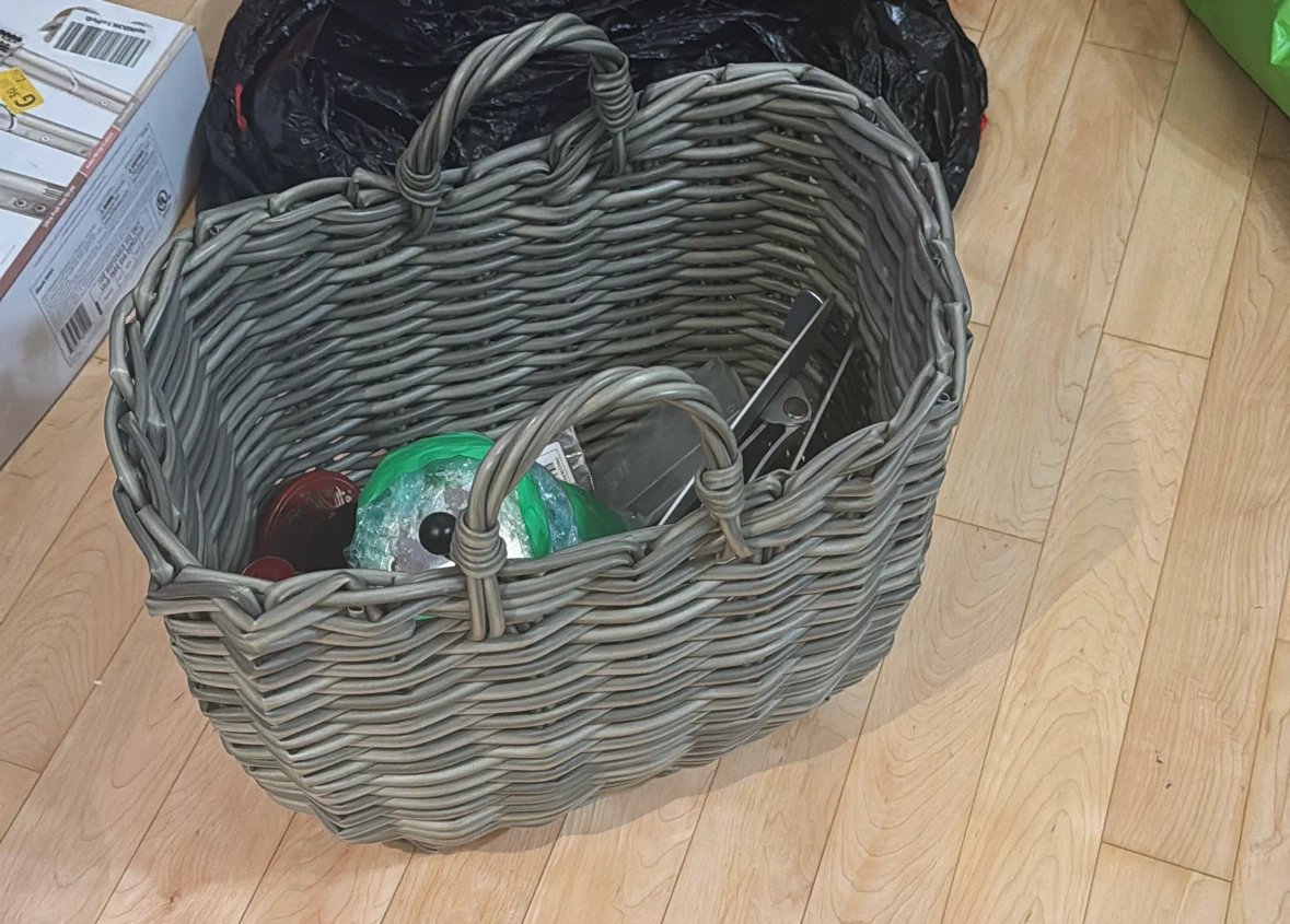 Grey Wicker Basket with Handles - photo 2