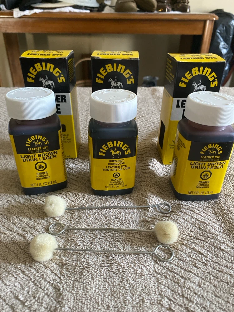 3 NEW Fiebing's Leather Dye - Light Brown & Burgundy