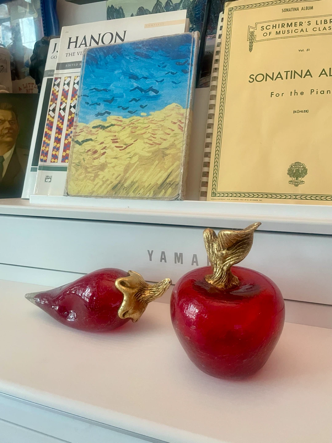 Vintage Red Art Glass Fruit Sculptures – Set of Two - photo 2