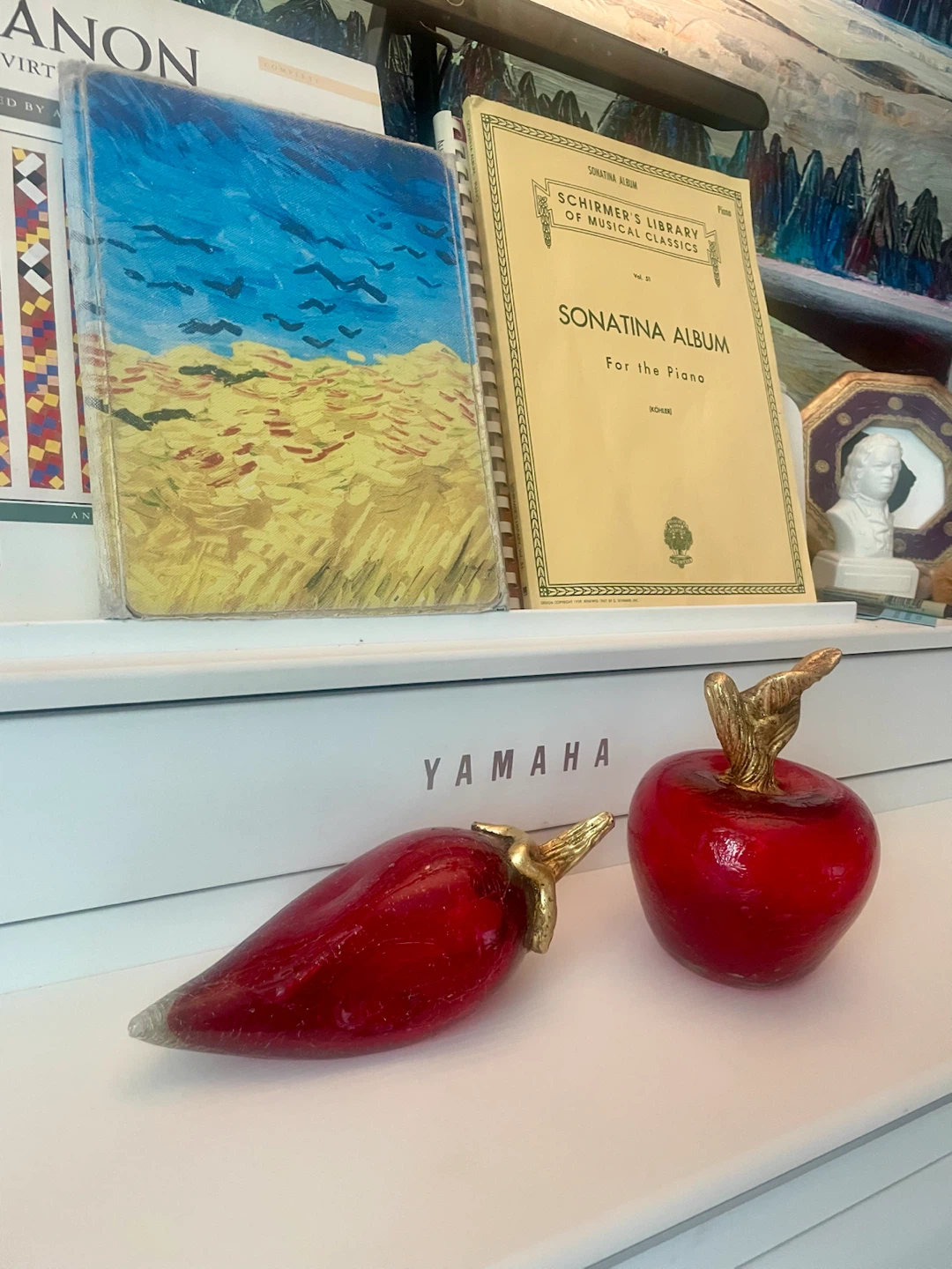 Vintage Red Art Glass Fruit Sculptures – Set of Two - photo 3