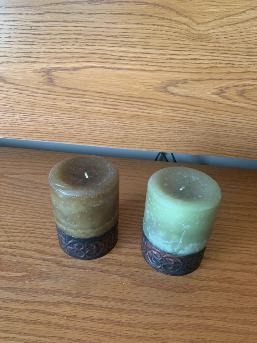 Two Decorative Pillar Candles