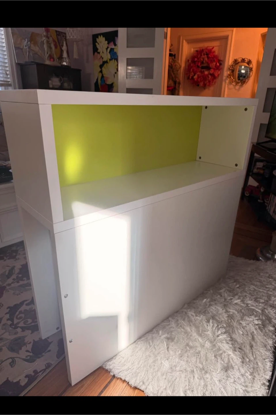 IKEA twin bed headboard with storage