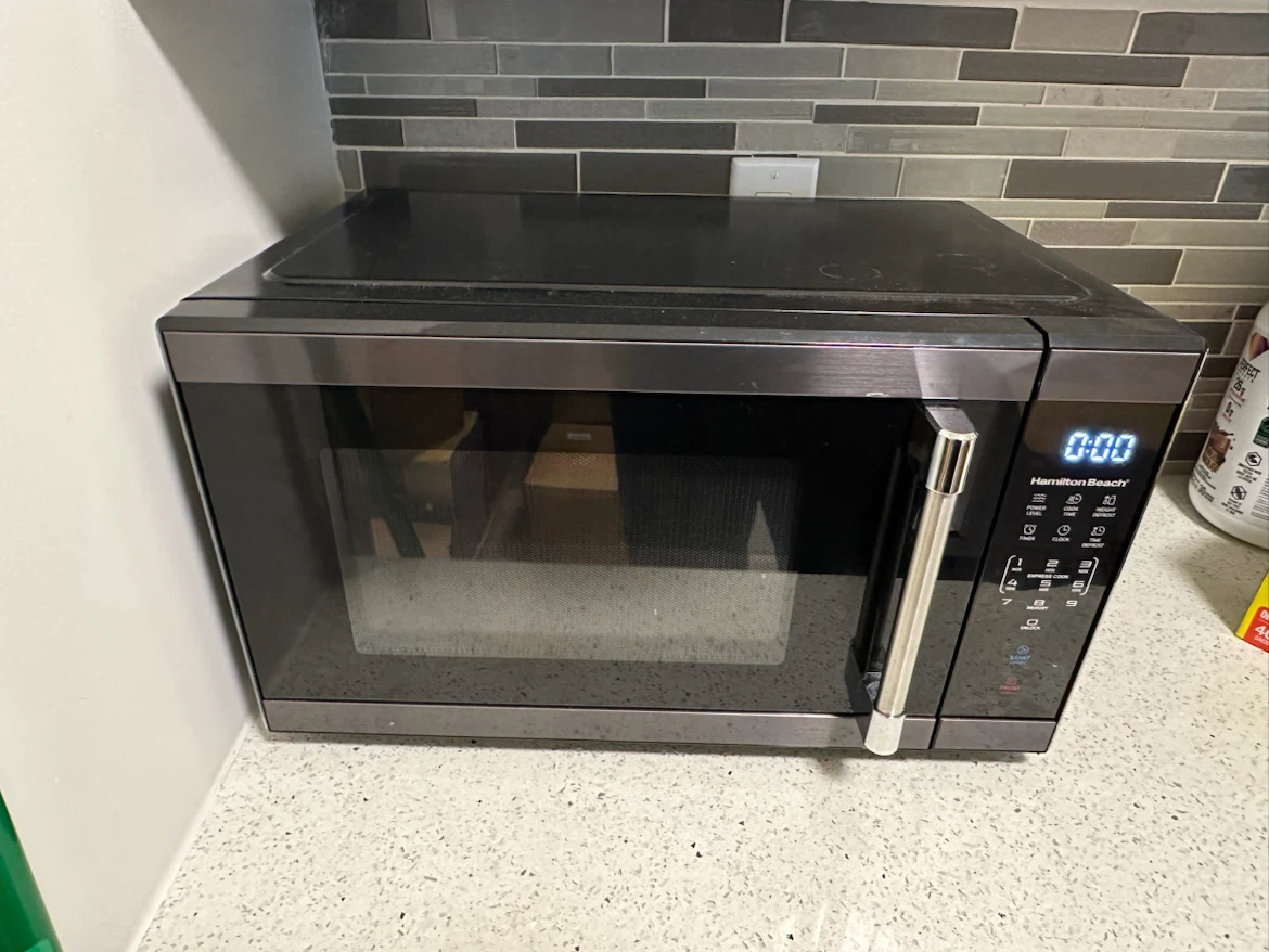 Black Stainless Steel Hamilton Beach Microwave - Almost New $60