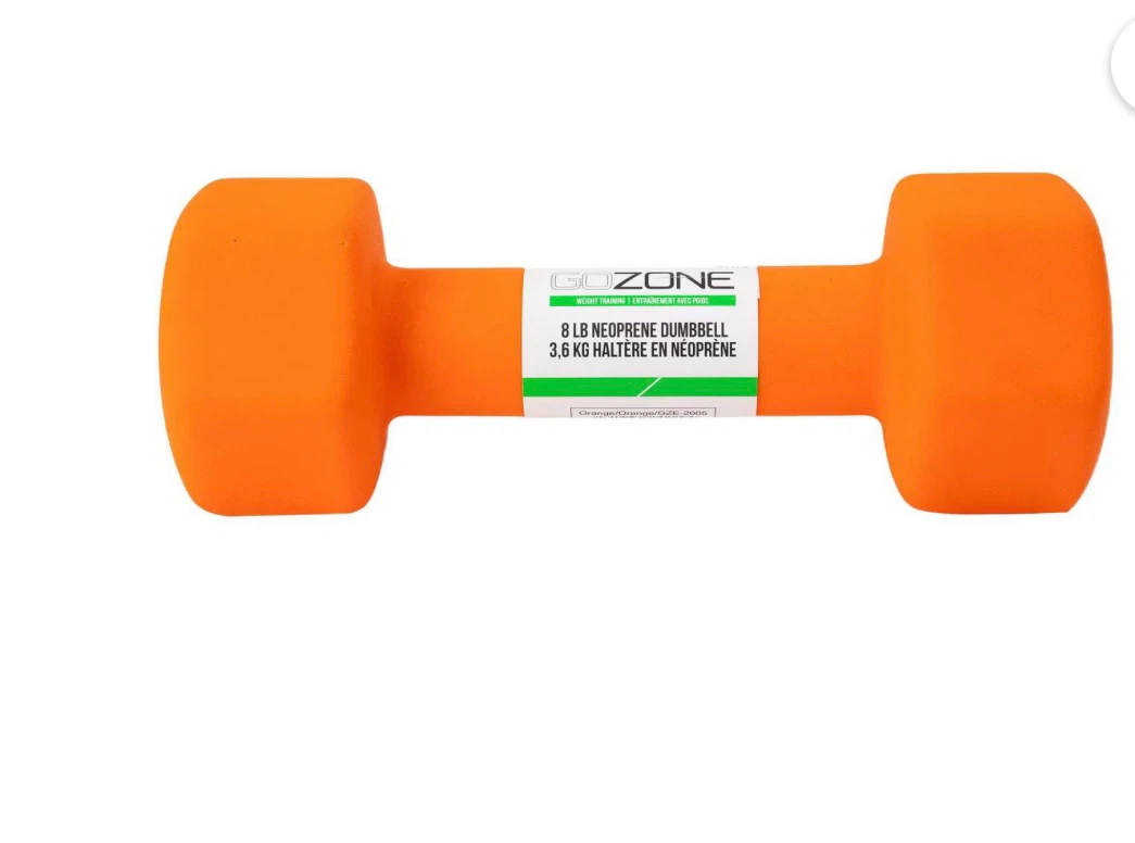 A pair of  8 LB Neoprene Dumbbell
