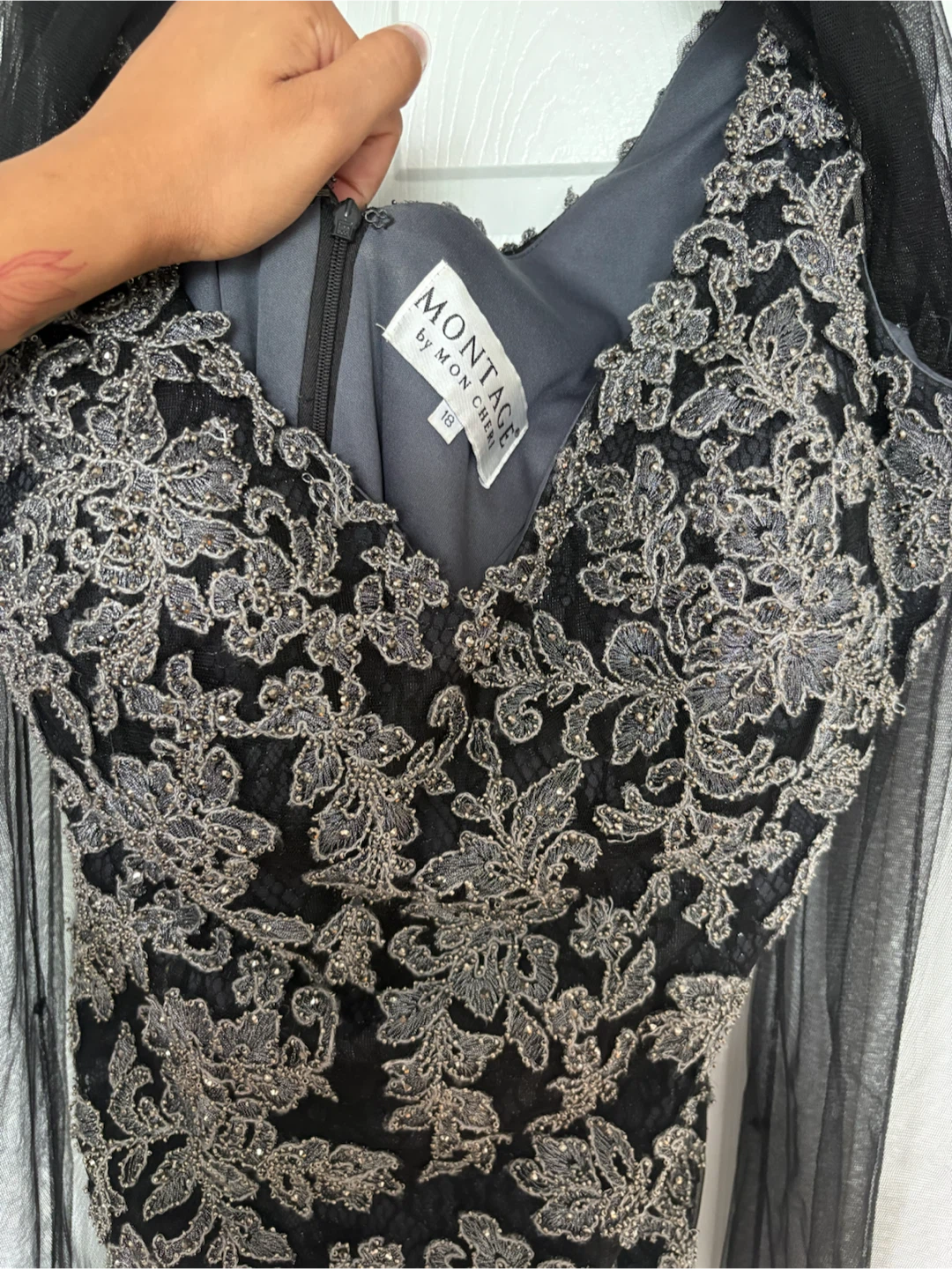 Montage by Mon Cheri Black Lace Formal Dress Size 10 - photo 3