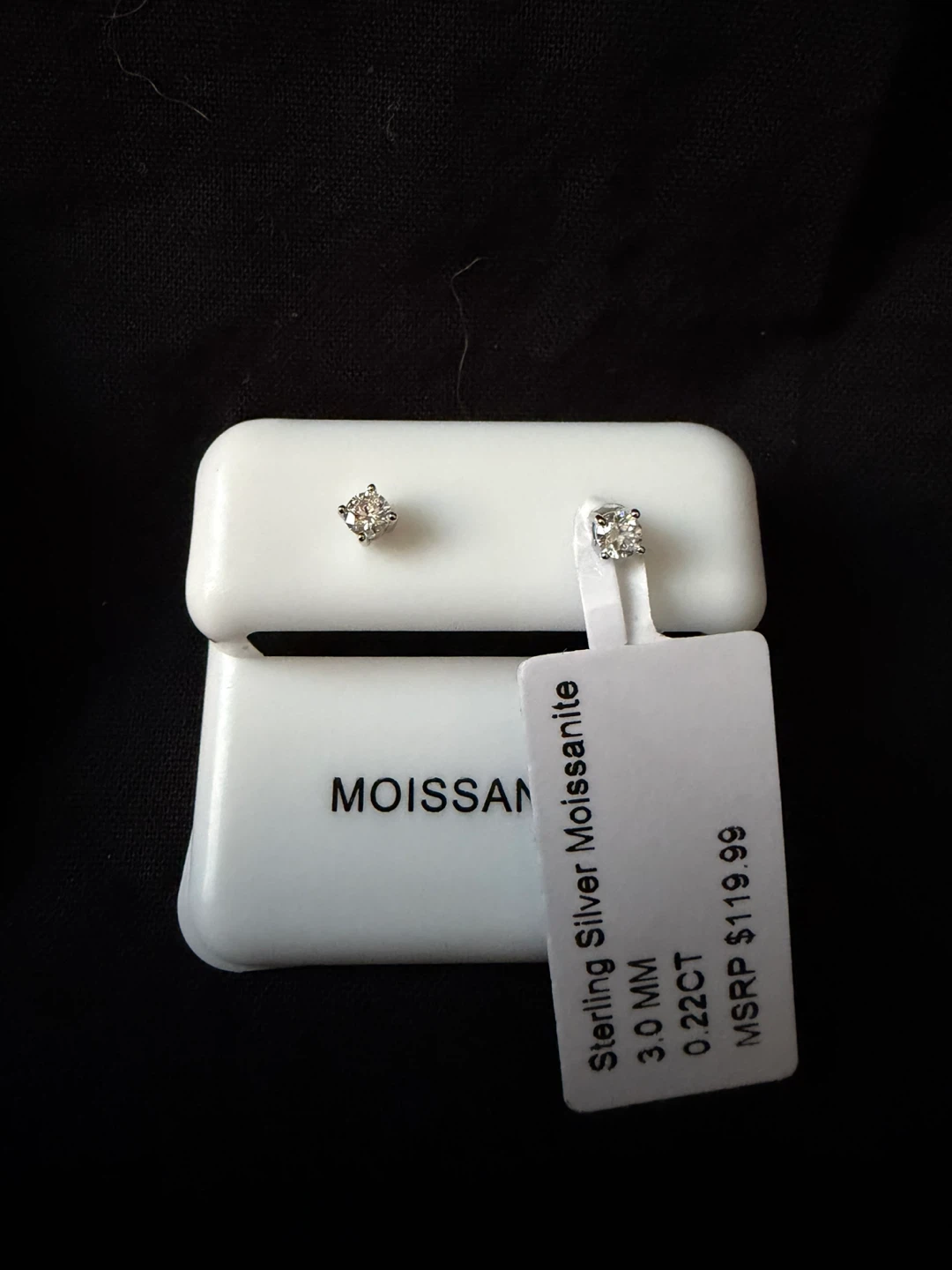 Moissanite Sterling Silver Stud Earrings 3.0 MM 0.22CT