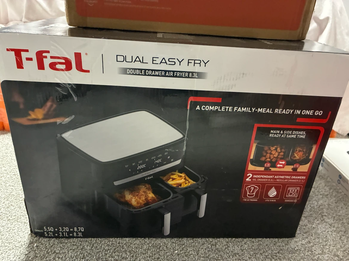 T-fal Dual Easy Fry Double Drawer Air Fryer 8.3L