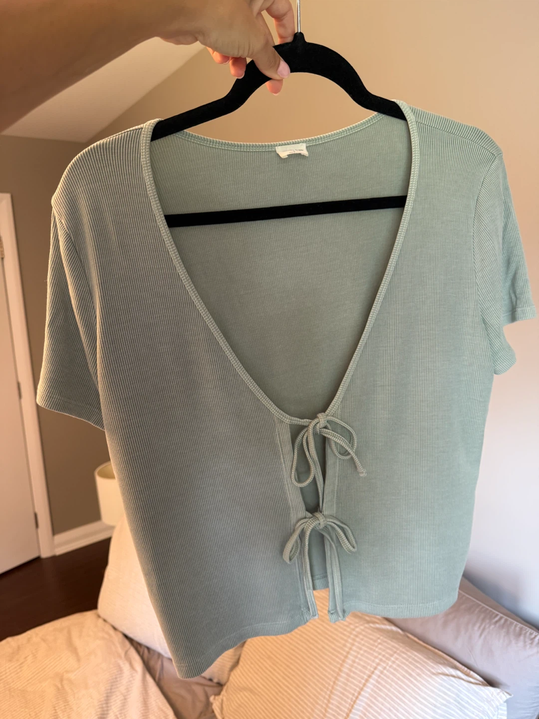 Wilfred Free Ribbed Tie-Front Top