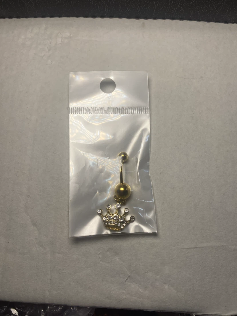 Gold Crown Belly Button Ring