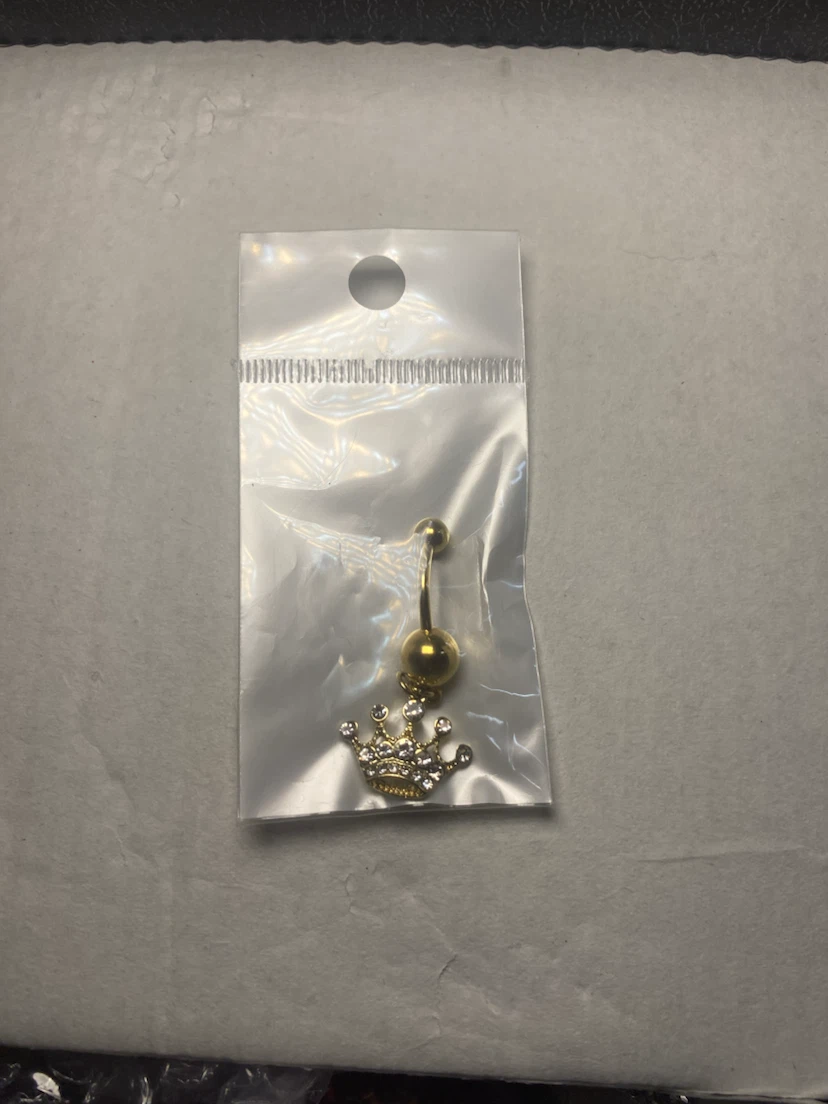 Gold Crown Belly Button Ring - photo 2
