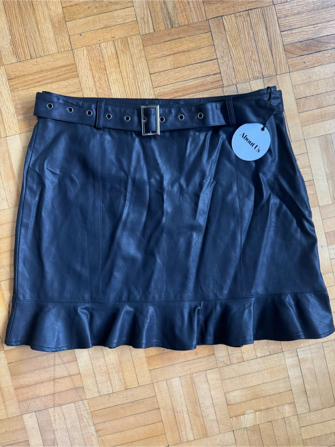 NEW About Us Faux Leather Ruffle Skirt