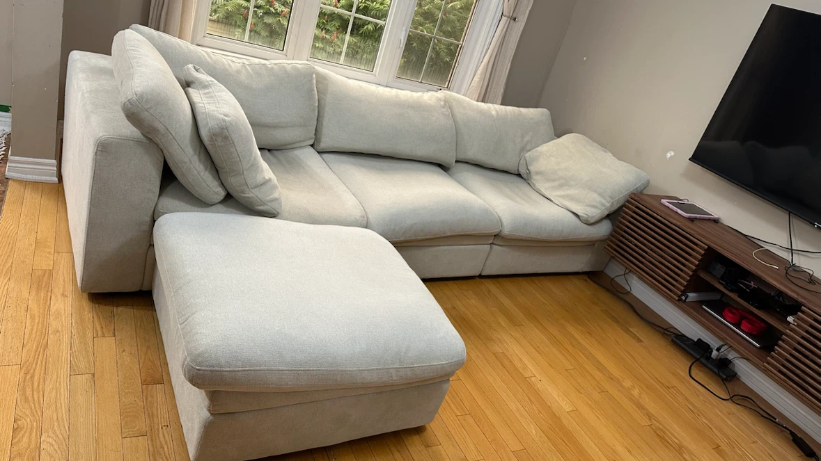 Light Grey Sectional Sofa with Ottoman