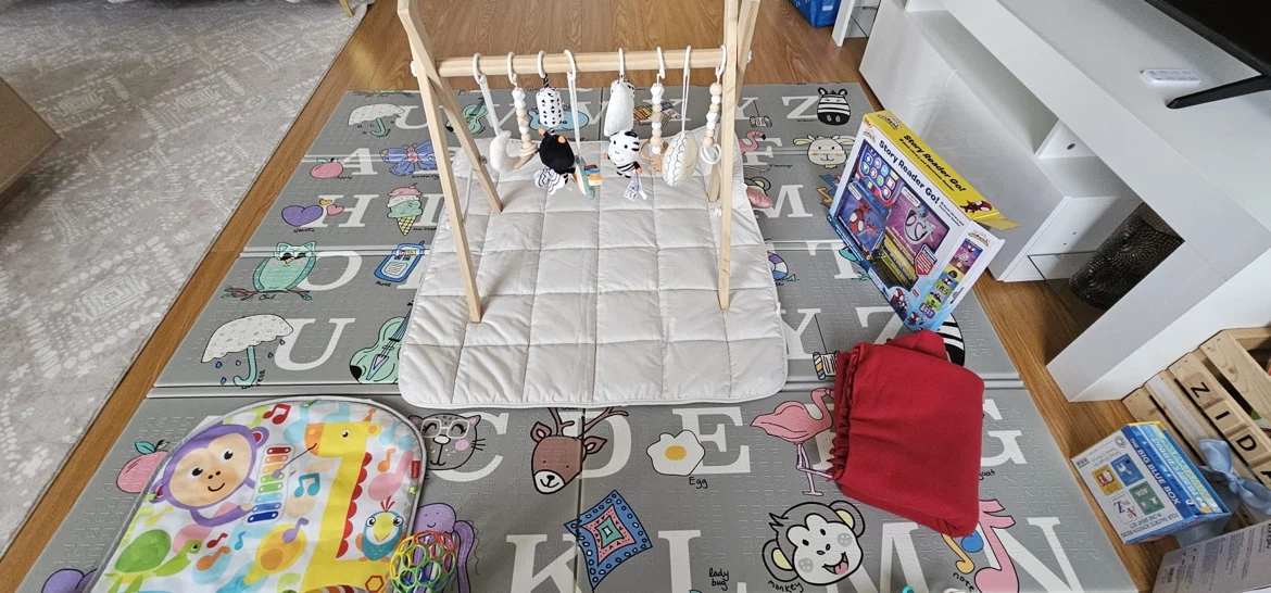 Wooden Baby Play Gym with Attached Toys - photo 2