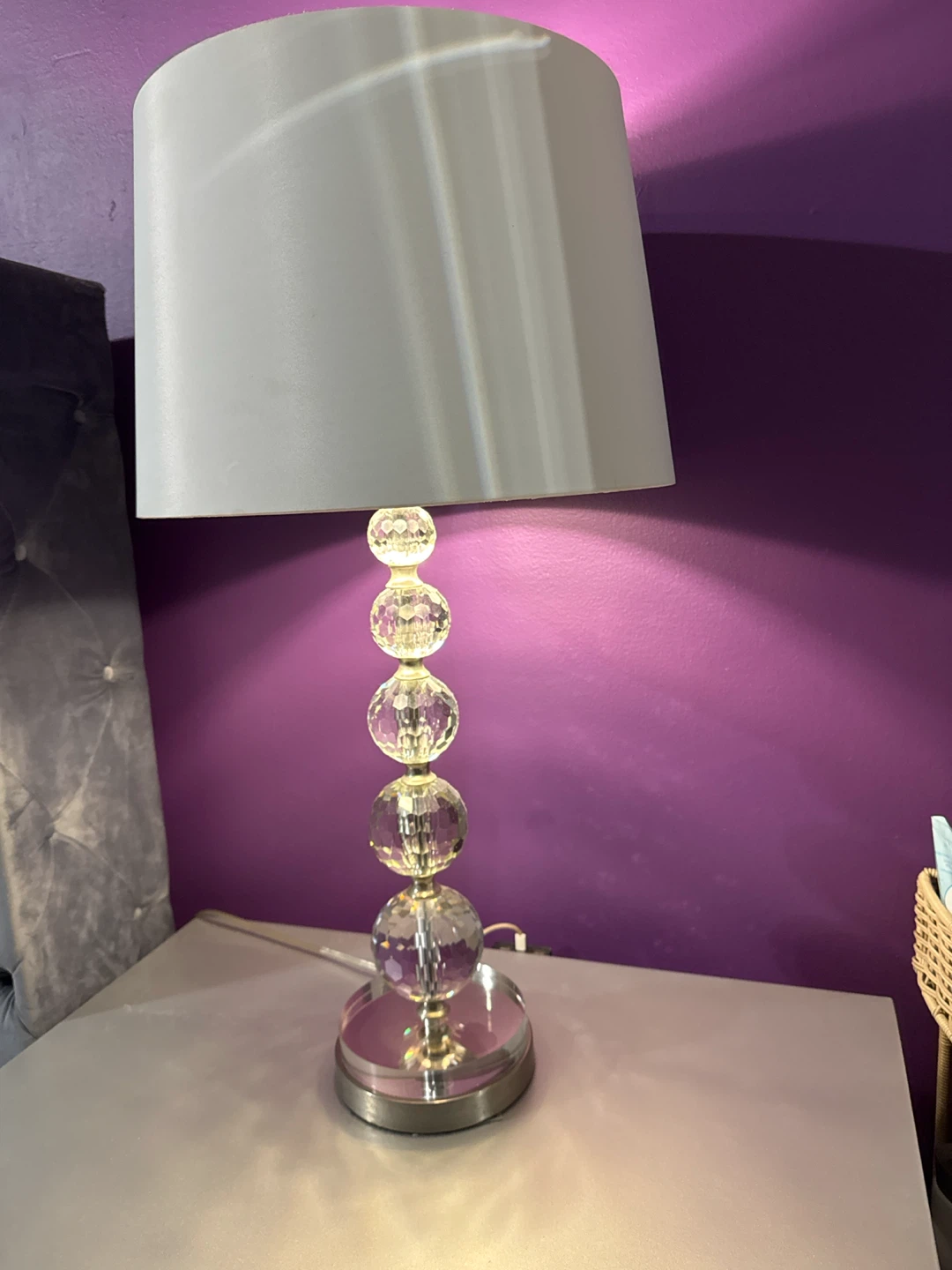 Crystal glass lamp with shade